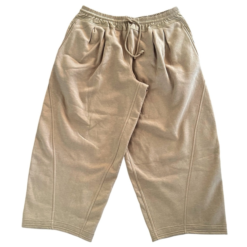 ANTHROPOLOGIE Daily Practice Drawstring Barrel Cropped Pants Neutral Size XL NEW - Picture 4 of 6